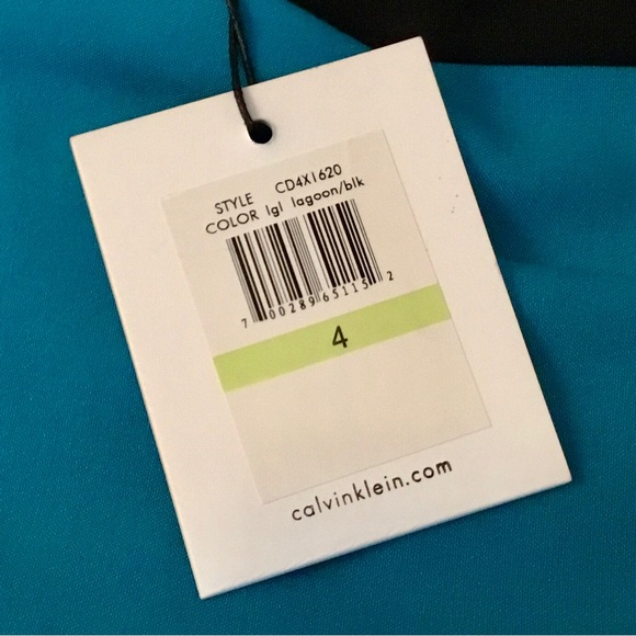Calvin Klein Sleeveless Black and Teal Dress - Picture 9 of 14
